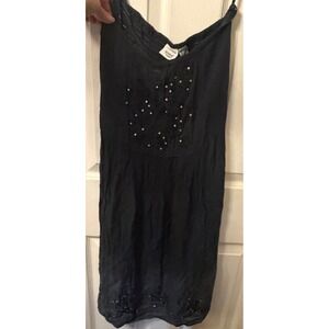 Rainforest Cafe Black Embroidered Sequin Crinkle Dress Womens Small Souvenir